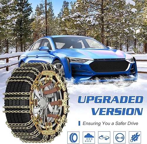 Miniatura 2 de LILYPELLE Paquete de 8 cadenas de nieve mejoradas, cadenas de neumáticos para automóvilesSUVscamionetas, cadenas de tracción de neumáticos