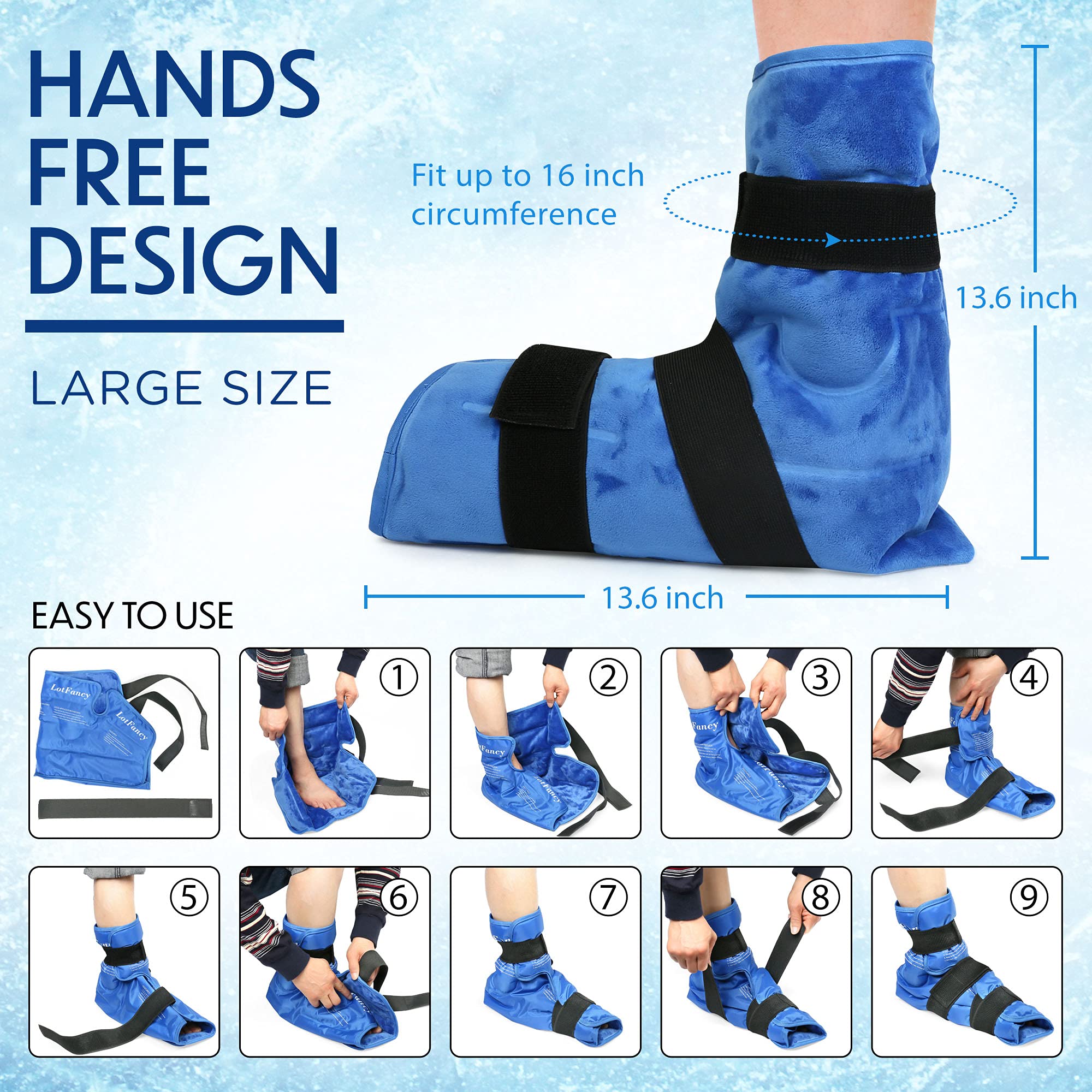 LotFancy Foot Ankle Ice Pack Wrap with Strap, Large Hot Cold Pack for