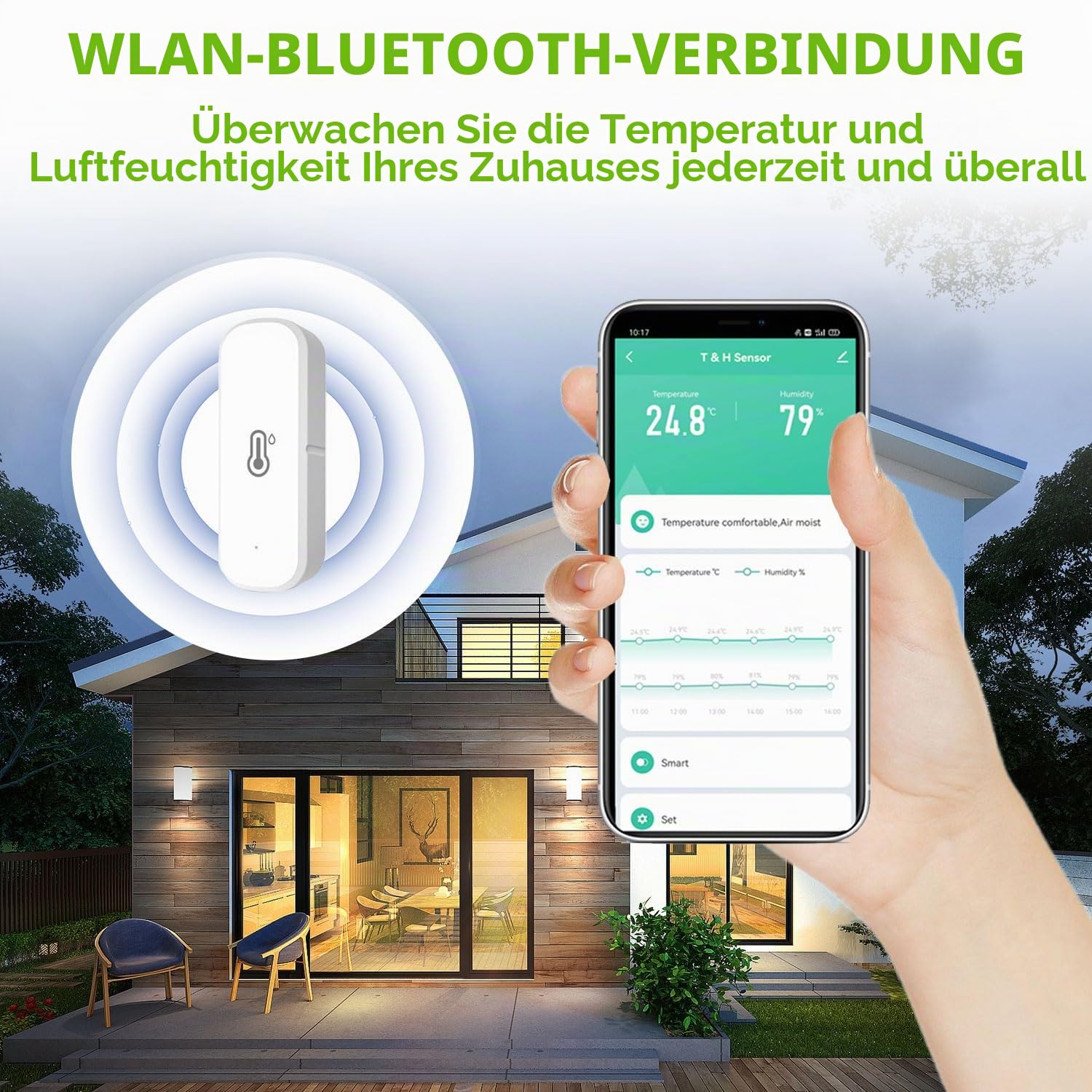 WiFi Hygrometer Thermometer Sensor, kabelloser Temperatur und Feuchtigkeitssensor für den Innen Außenbereich mit Remote App Benachrichtigungsalarm, Kompatibel Alexa/Google Home(4 Stück)