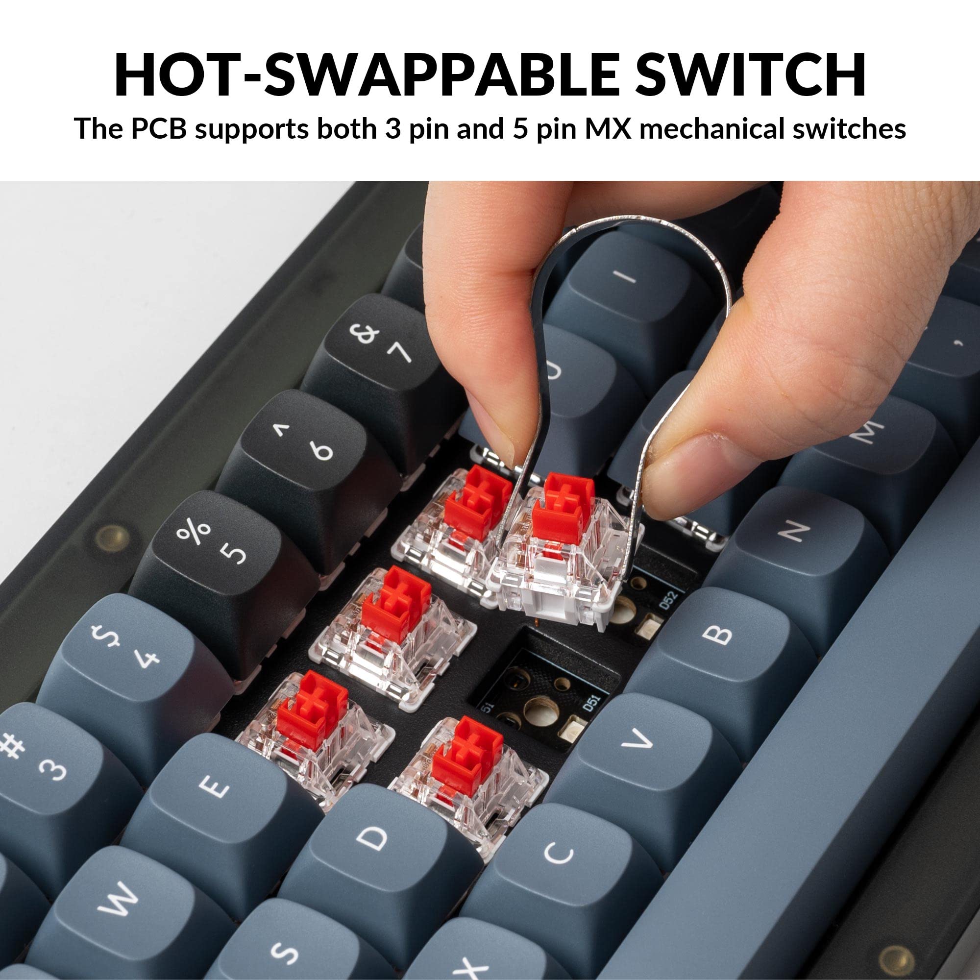 Keychron V2 有線カスタムメカニカルキーボード 65%レイアウト QMK/VIA プログラム可能なマクロ ホットスワップ可能なKeychron K Pro Red Switch Mac Win Keychron V2 有線カスタムメカニカルキーボードノブバージョン 65