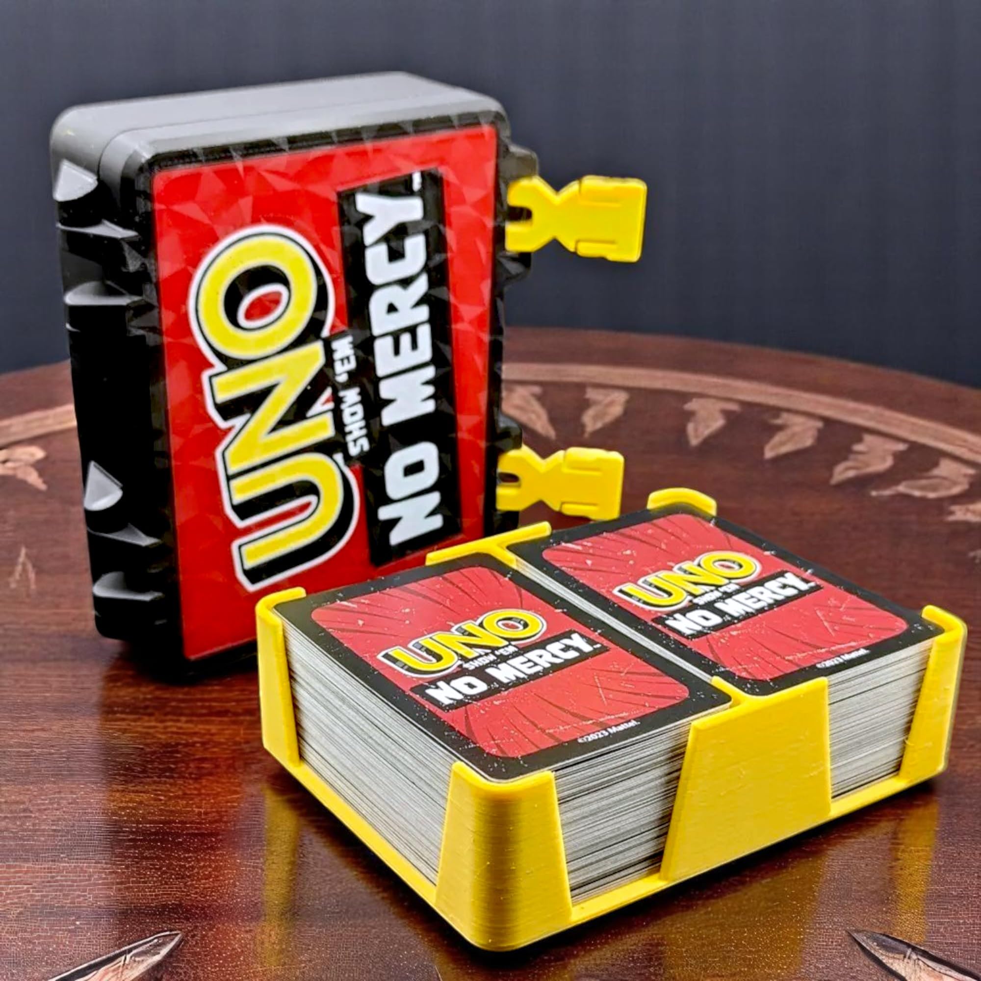 Uno No Mercy Card Game Storage Box with Snap On Locks, Inner Tray, Multicolor, Durable (Storage Box Only)-image-35