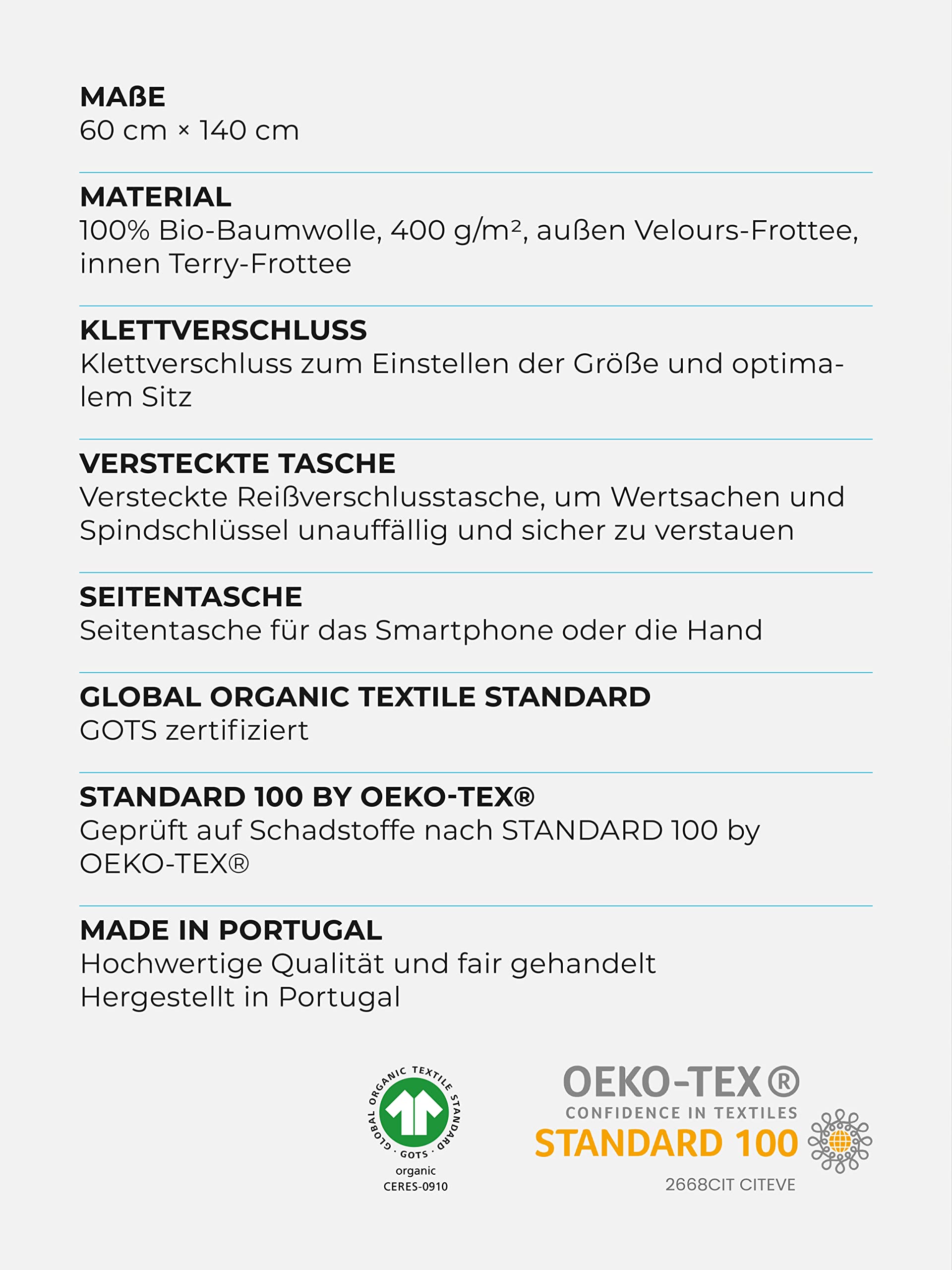 Sowel® Saunakilt Herren, 100% Bio-Baumwolle, 60x140 cm, Anthrazit/Anthrazit | Sauna Buddy, Saunahandtuch mit Klettverschluss, Saunatuch,