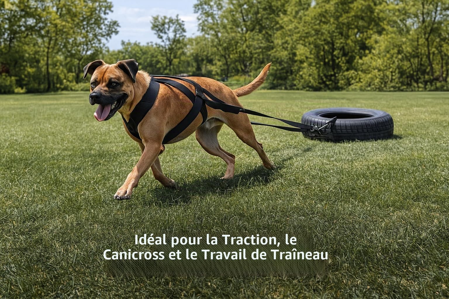 IRSTBL Harnais de traction de poids pour chien avec sifflet à ultrasons - Harnais très résistant en X pour canicross, traîneau et entraînement musculaire - Idéal pour les chiens de travail