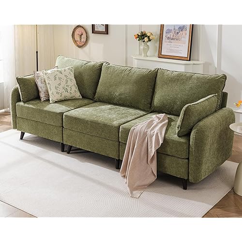 104'' Modular Sectional Sofa with All Seats Storage,Oversized 3-Seater Comfy Cloud Couches with Deep Seat,Big Couch for Living Room,Bedroom,Velet,Green