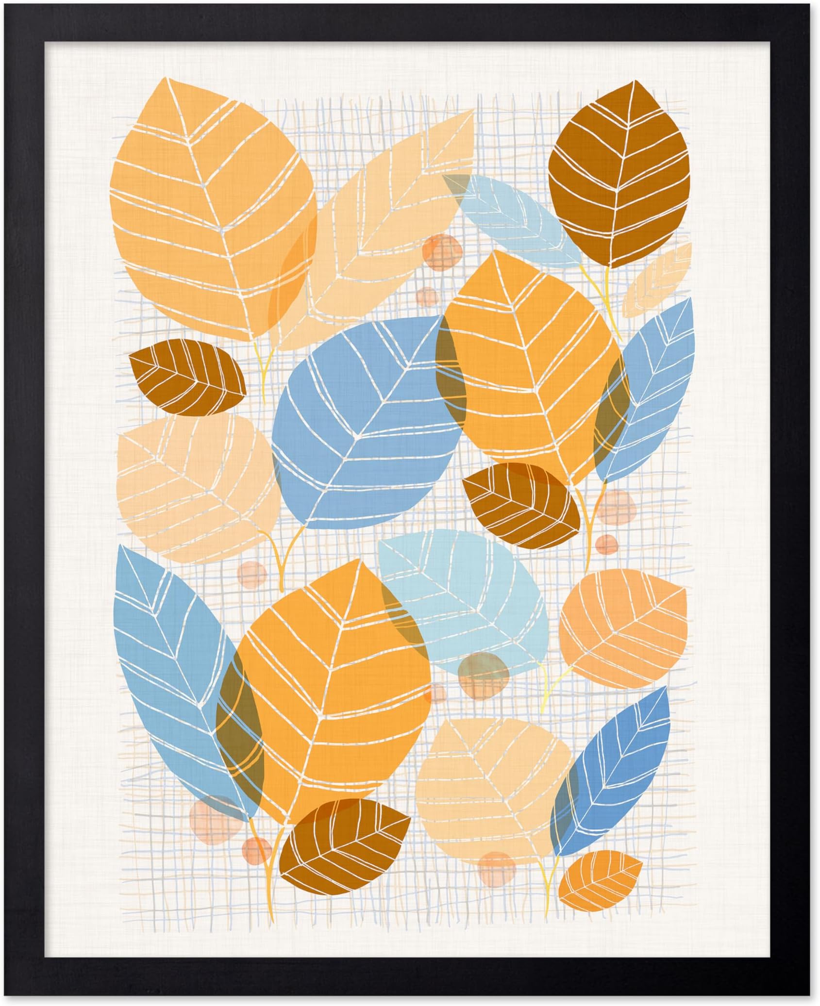 Monem Art Abstract Leaf Pattern Illustration Print - Minimalist Botanical Art Poster - Wall Decor for Living Room, Bedroom or Office - 12x16 Unframed Wall Art by Kristian Gallagher