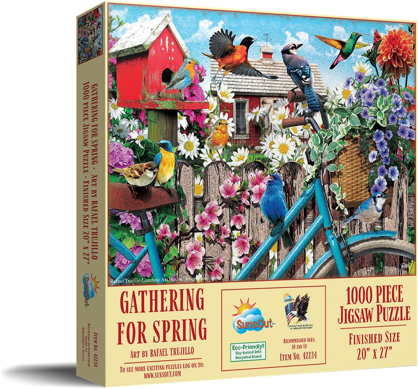 SUNSOUT INC - Gathering for Spring - 1000 pc Jigsaw Puzzle by Artist: Rafael Trujillo - Finished Size 20" x 27" - MPN# 42234 - Image 2