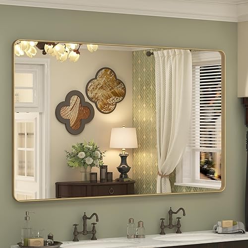 Miniatura 85 de Espejo de baño con marco negro de 20 x 30 pulgadas para pared, espejo de pared con marco de metal mate, espejo rectangular de esquina redondeada