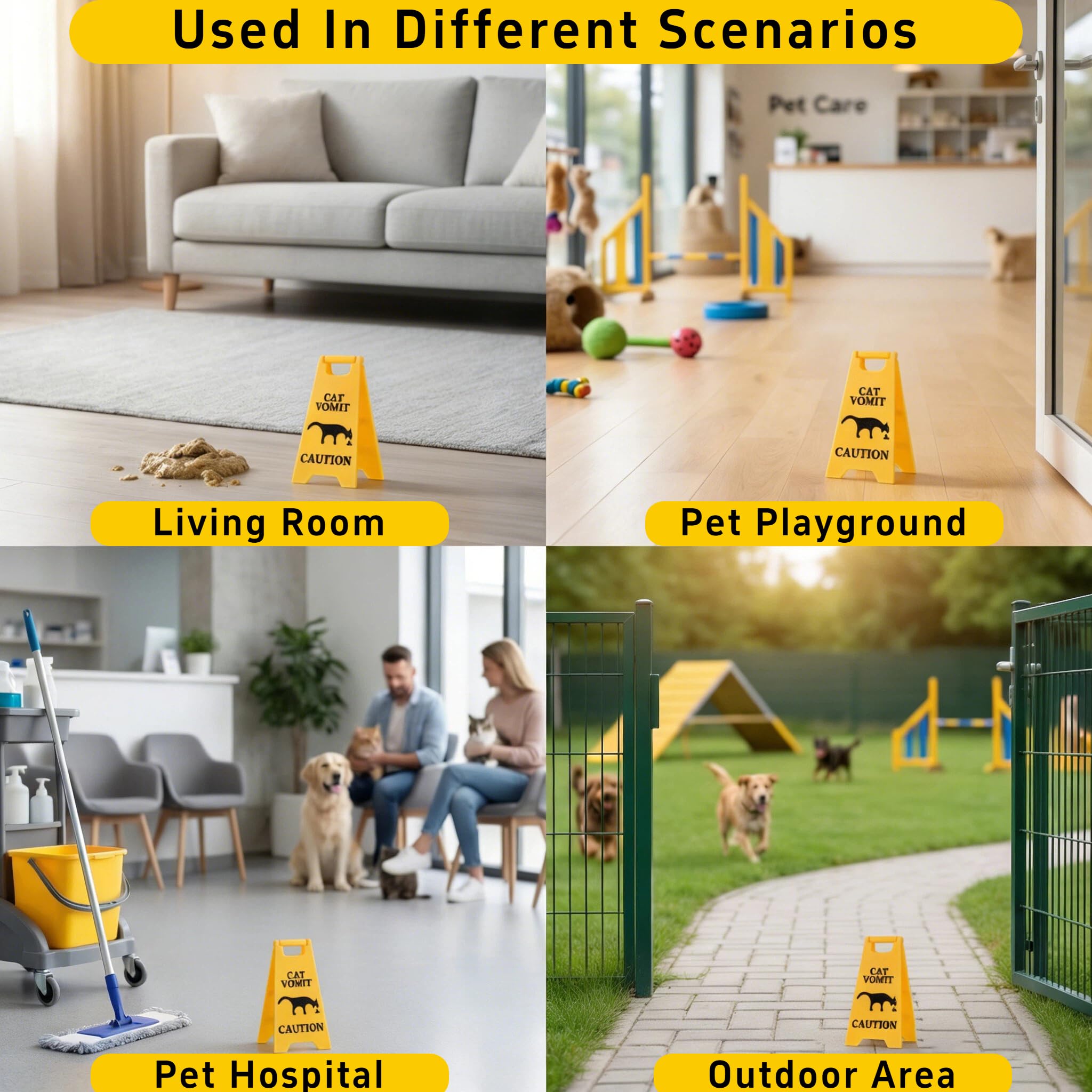 2 Pcs Mini Cat Vomit Caution Sign - 5 Inches Funny Cat Gifts for Women, Cat Vomits Warning Signs for Cat Lovers, Perfect Gag Gifts for Cat Mom or Cat Dad