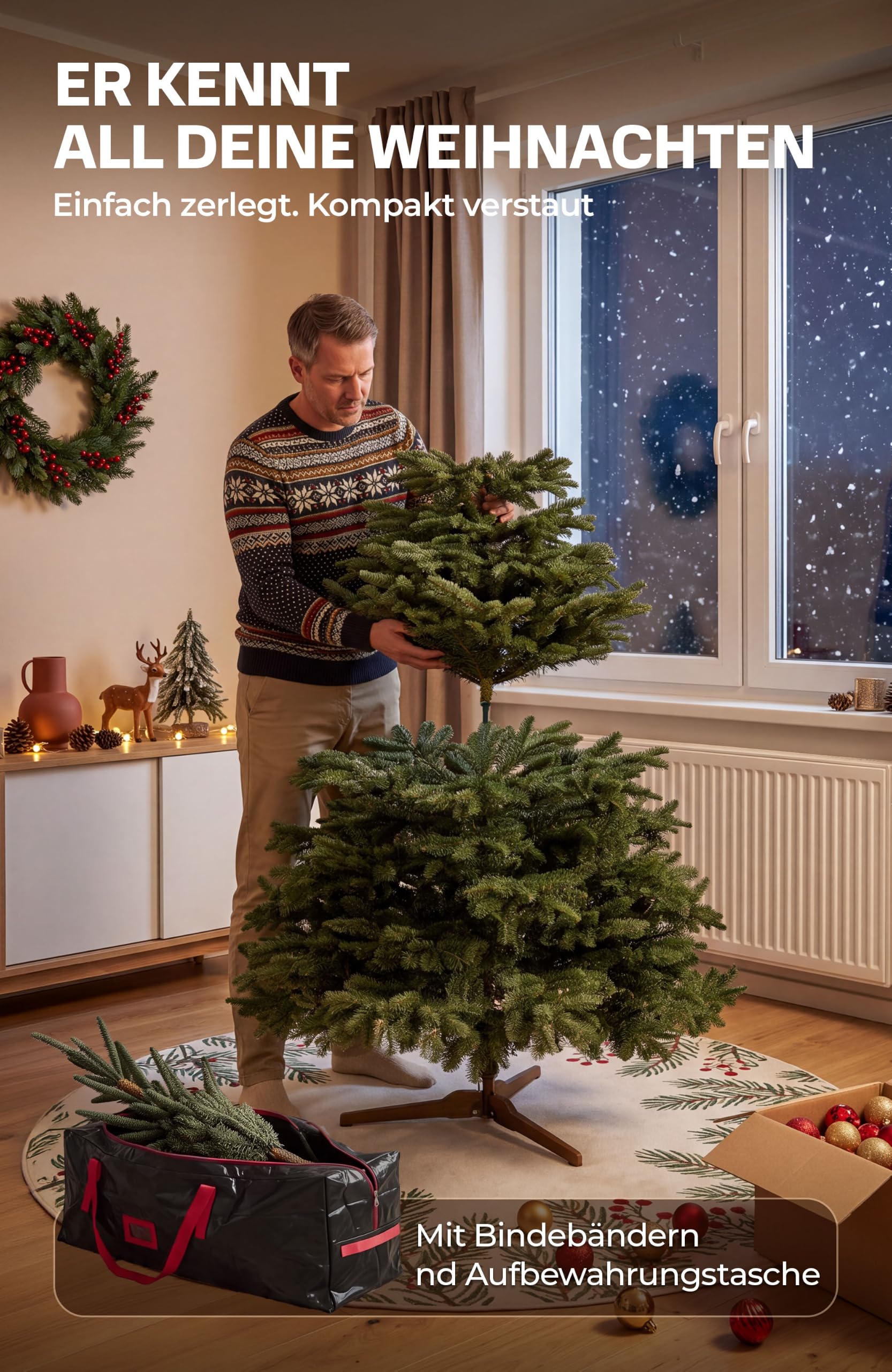4smile Weihnachtsbaum künstlich 180 cm – Nordmanntanne, TESTSIEGER 91/100