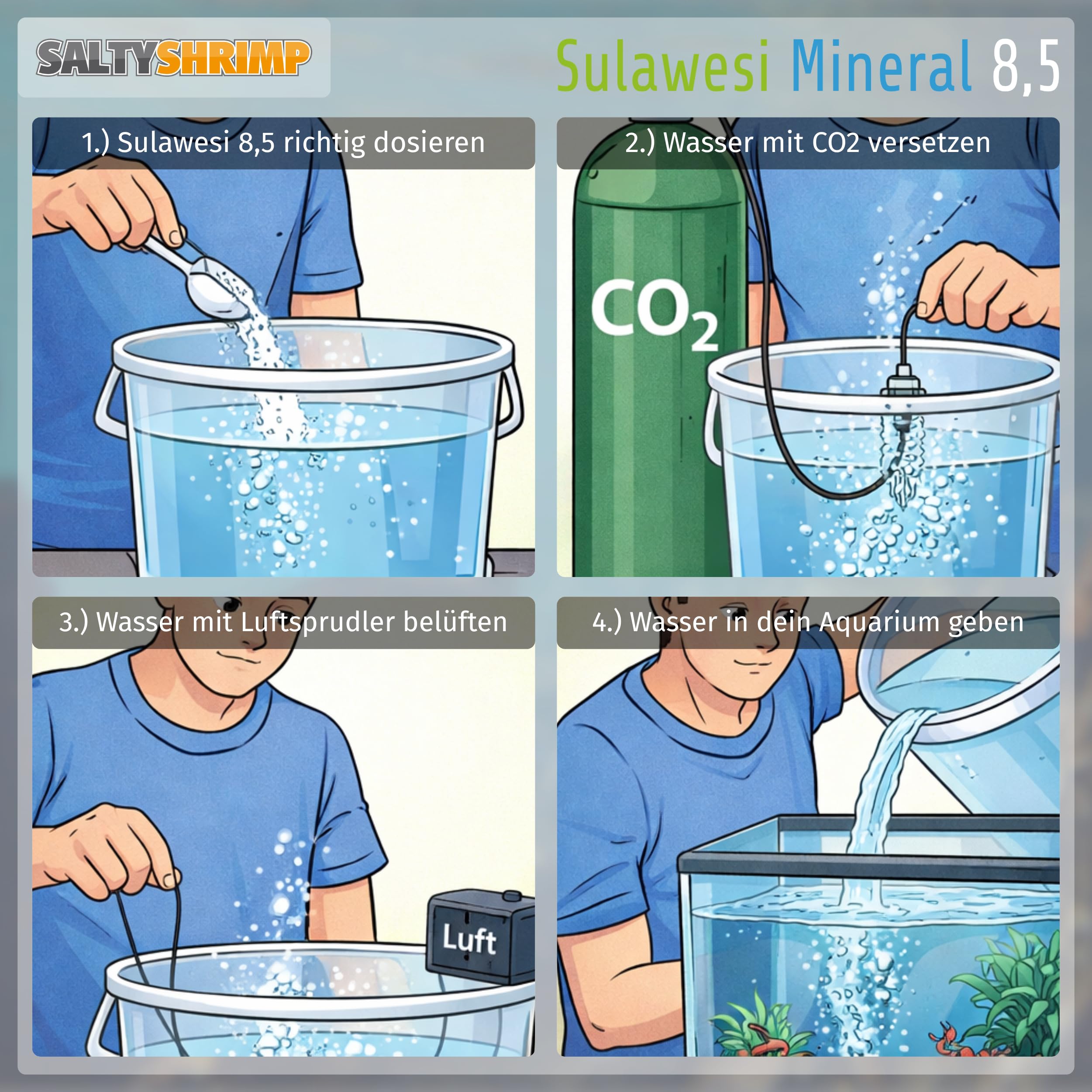 Sulawesi Mineral 8,5 | 110g - Sal de Sulawesi para endurecer el Agua de ósmosis, Agua de Lluvia, etc. El Alto Valor de pH de 8,5 Reduce la Carga bacteriana