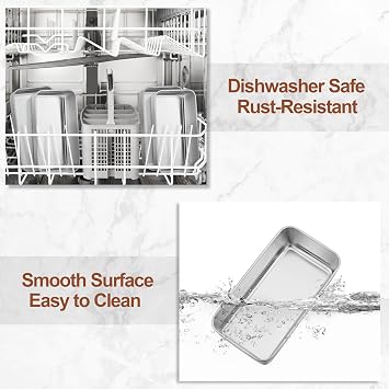 LIANYU Loaf Pan for Baking Bread, 9x5In Stainless Steel Bread Pan, 4 Pack | Stainless Steel Meatloaf Baking Loaf Tin for Homemade Banana Sourdough, Dishwasher Safe, Heavy Duty, No Coating