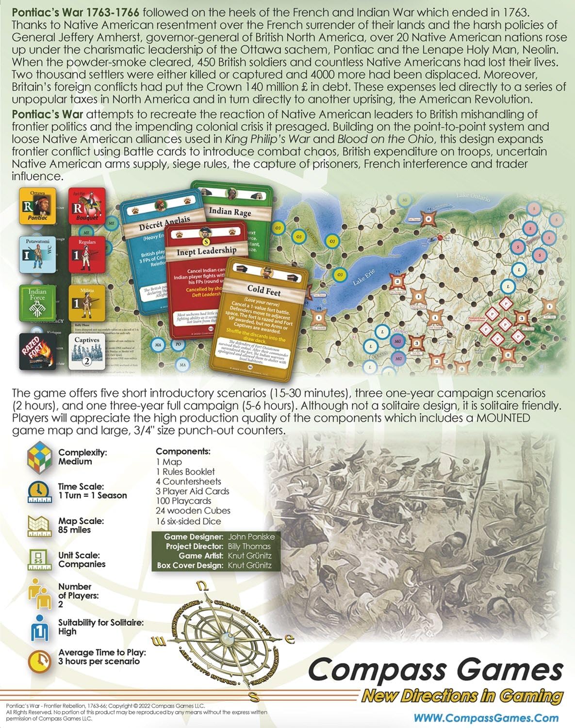 Compass Games Pontiac's War, Frontier Rebellion 1763-1766, Board Game for Adults 18+