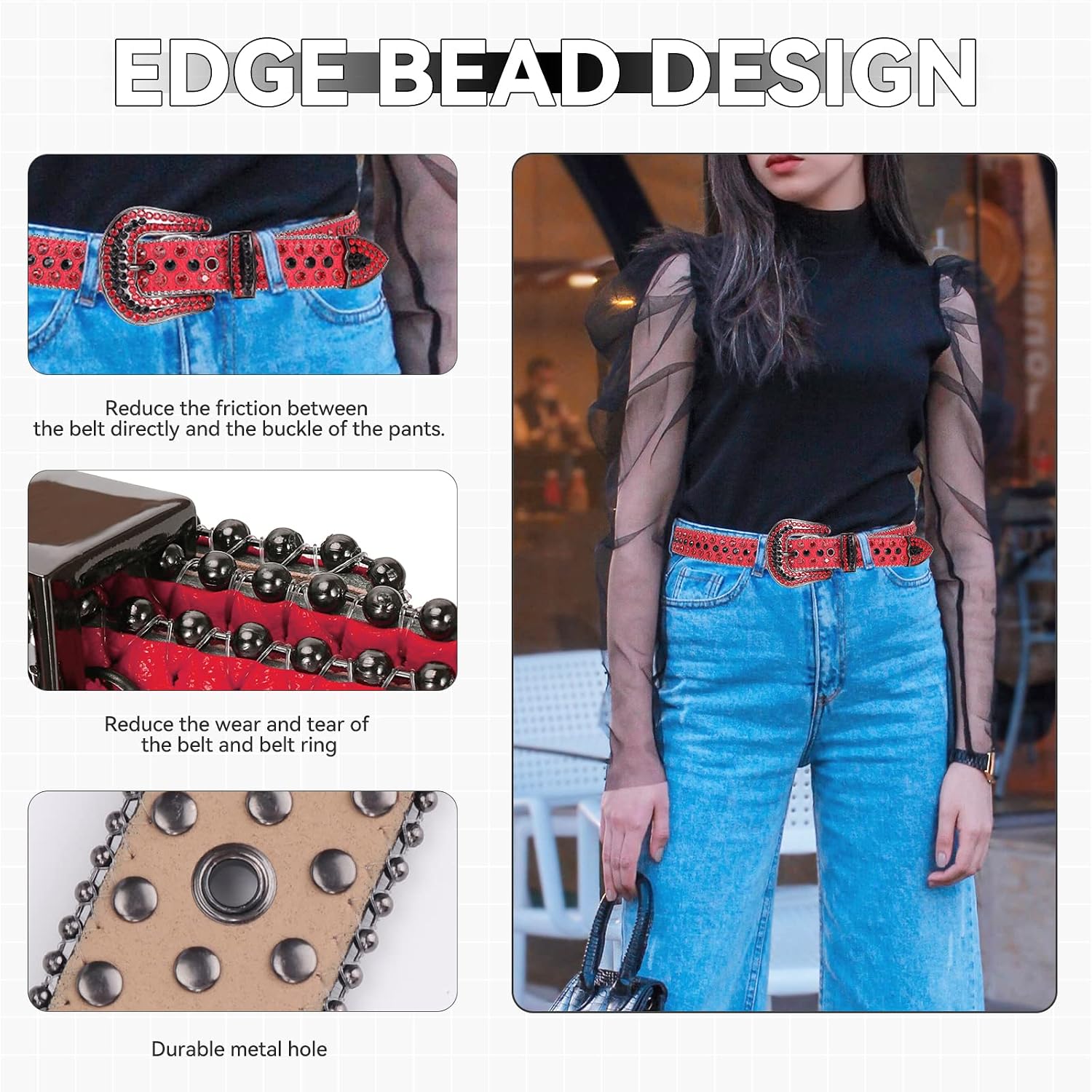 TINIDI Western Bling Bling Rhinestone Belts For Men Women Fashion Crystal Studded Leather Diamond Belts For Jeans image 3