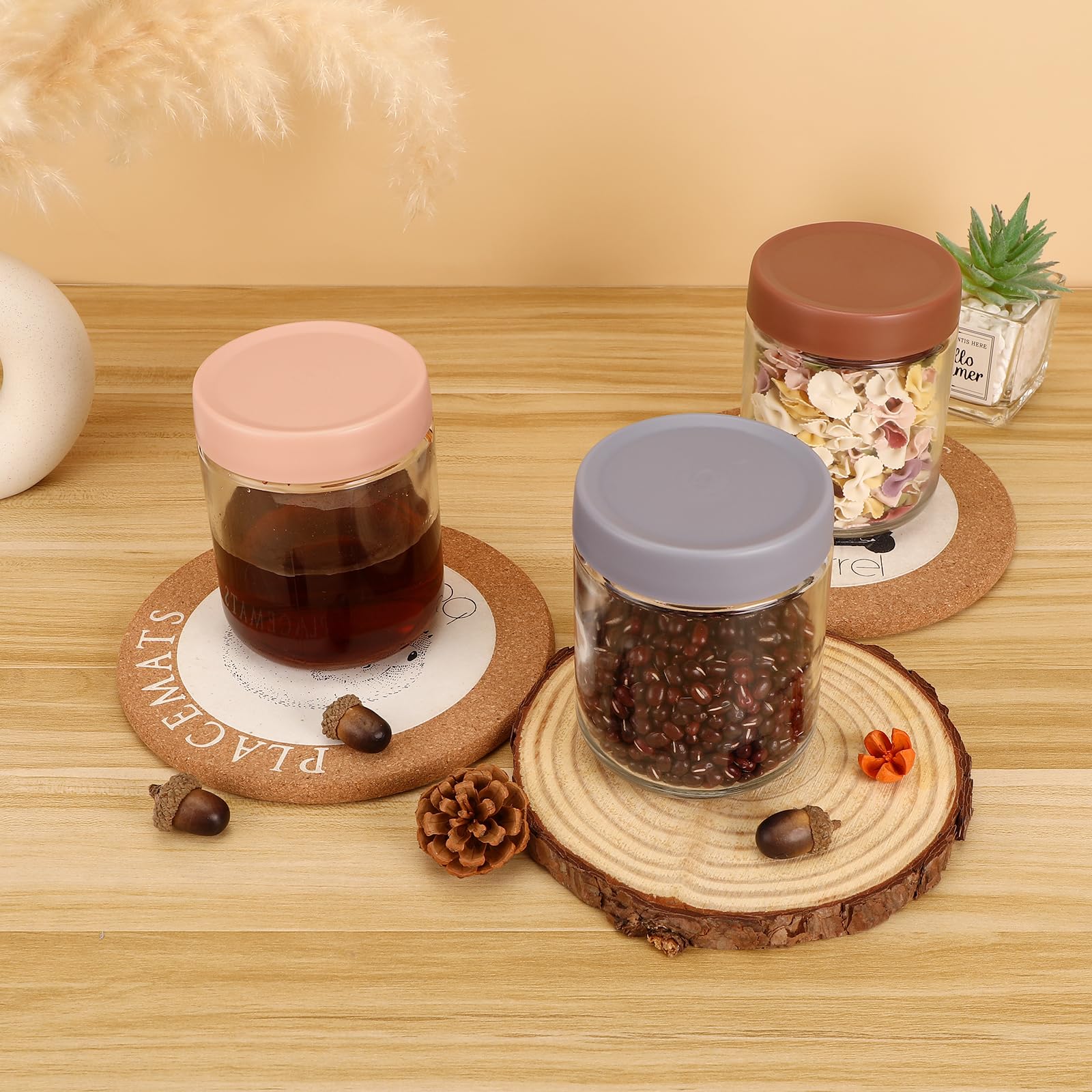 Set di 2 barattoli da 300 ml per avena durante la notte, con coperchio a vite, per insalata di avena, yogurt, budino, marmellata, marmellata, riutilizzabili, rotondi, per cereali, con coperchio, come