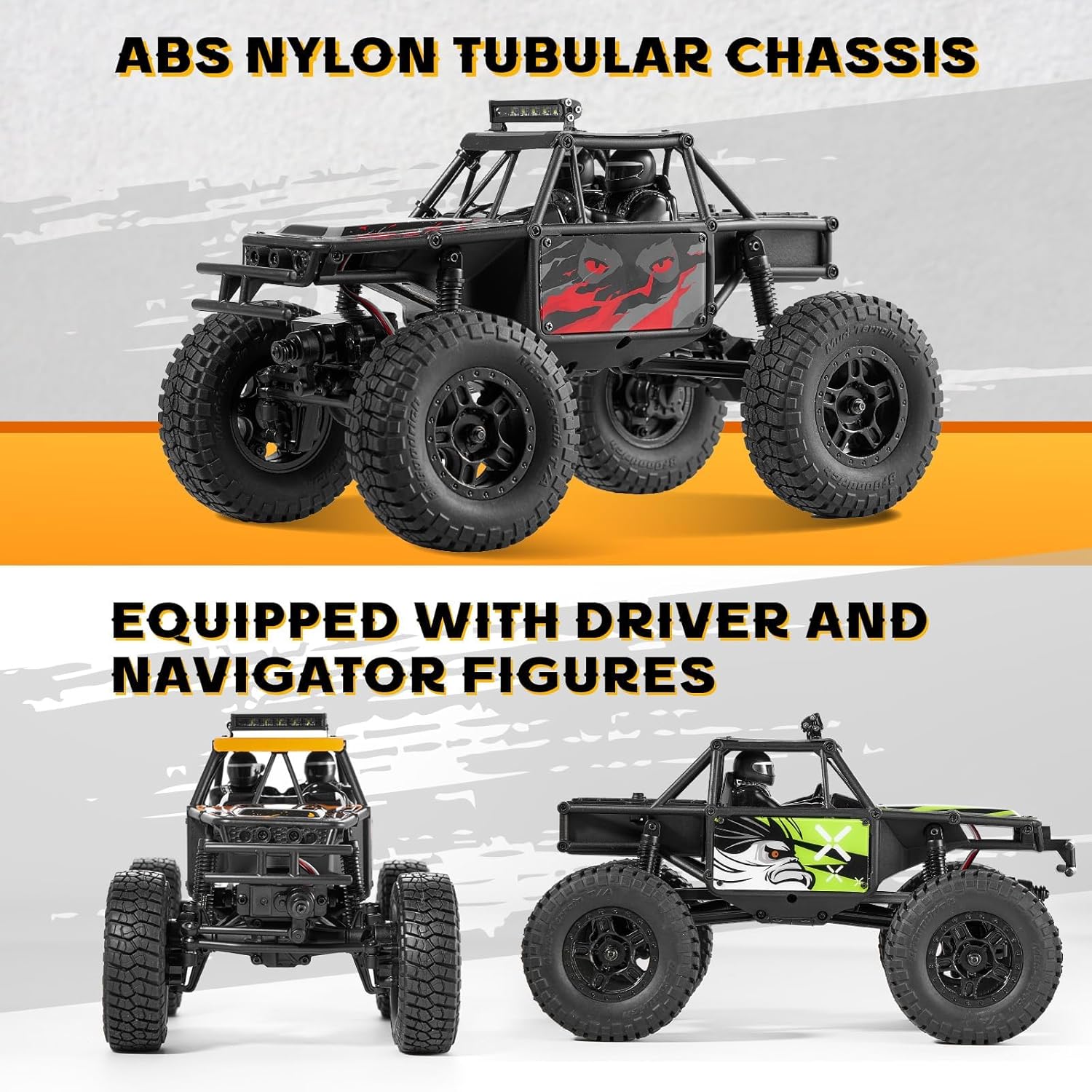 FCX24 FMS RC Crawler 1/24 Lemur FCX24 4 Wheel Drive RC Rock Buggy, Hobby Grade RC Car Model Off Road Vehicle RTR for Adults (Orange)