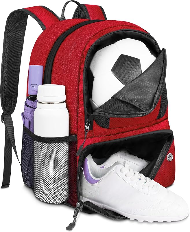 Soccer Backpack, Soccer Bag with Ball Holder and Shoe Compartment