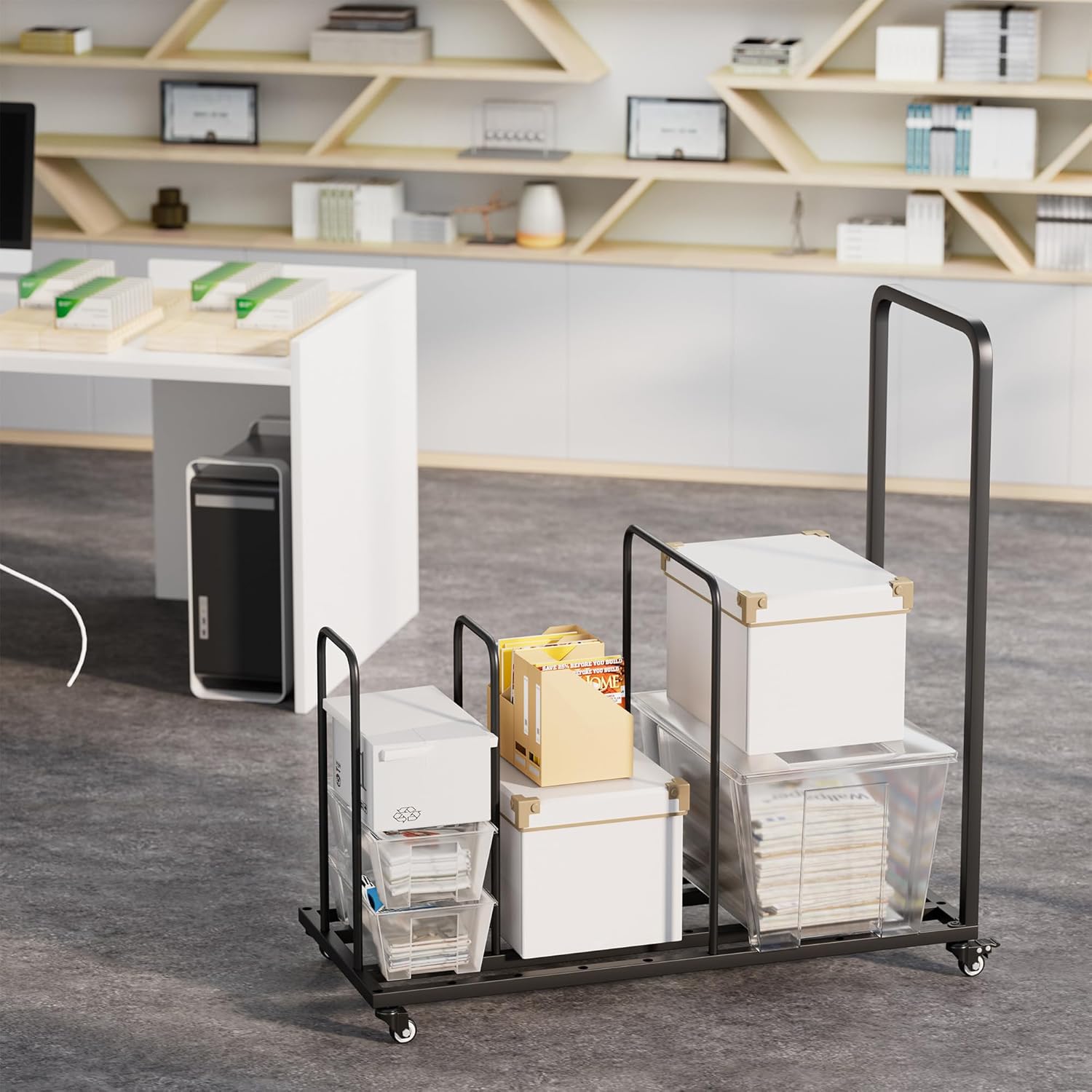 yeshine Carton Stand for Boxes, Rolling Cardboard Box Stand, Metal Carton Storage Rack with Dividers, Portable Storage for Cardboard Boxes, Box Holder for Commercial Home Supermarket Warehouse