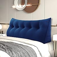 Vista 19 de Johnear - Almohada grande de cuña para cabecera de lectura, para sentarse en la cama para adultos, cojín triangular de terciopelo para respaldo