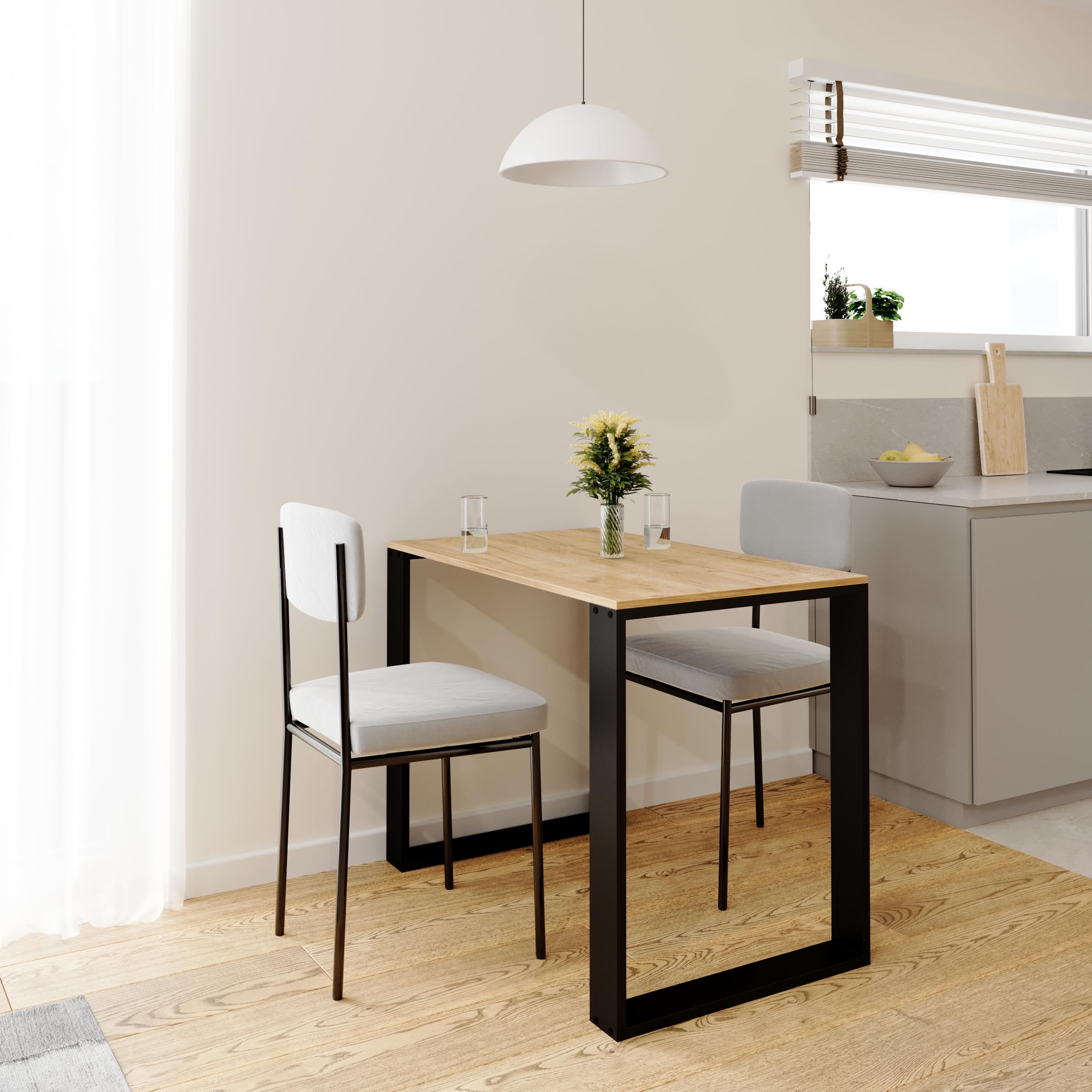 AKKE Table à Manger Table de Cuisine Artisanat doré 110x65cm
