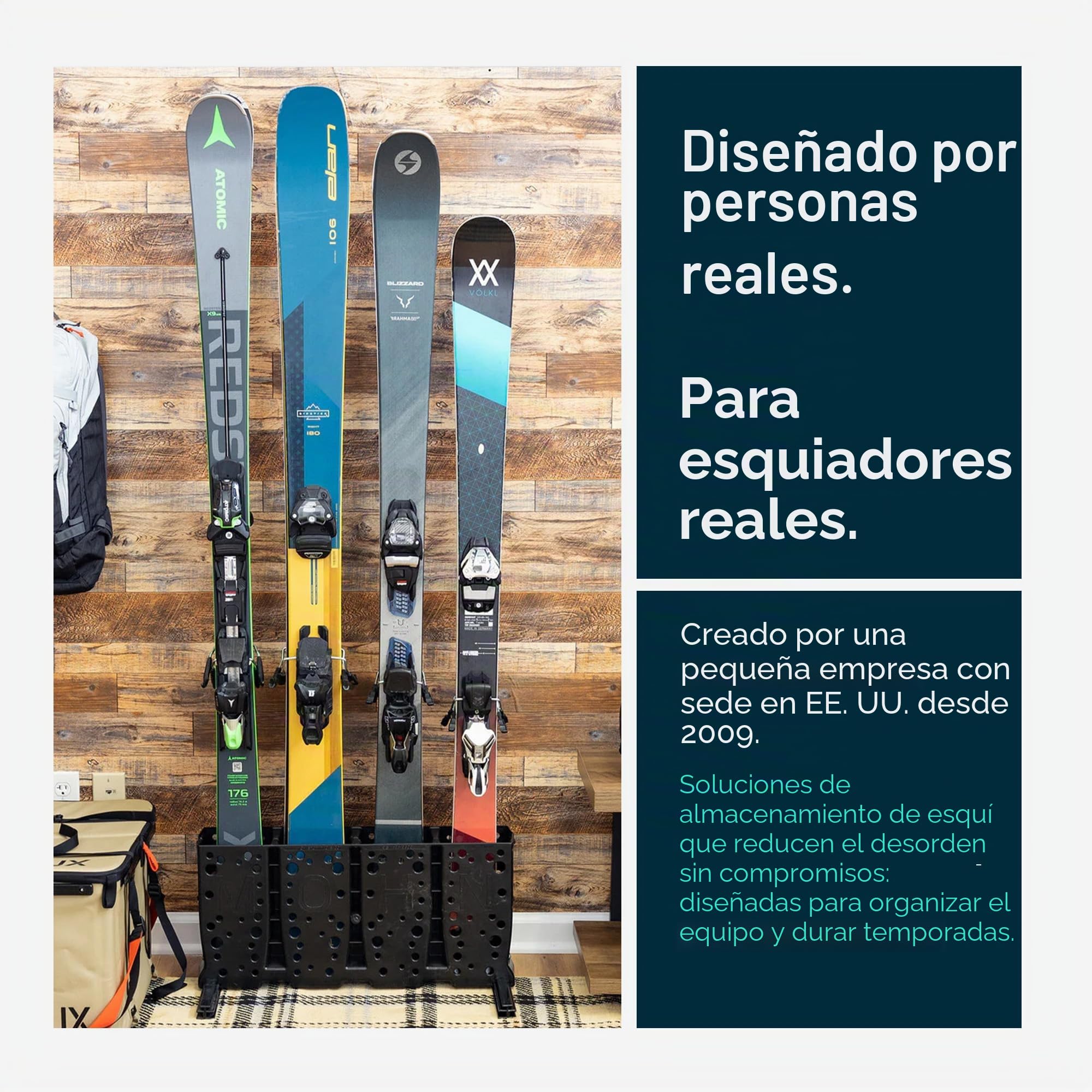 StoreYourBoard Portaesquís, 4 pares de esquís independientes para montaje en el piso, (Esquís anchos)