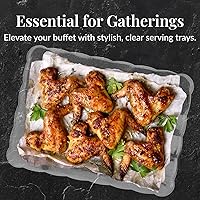 Vista 6 de Prestee Paquete de 12 platos rectangulares de plástico para servir, bandeja desechable de alimentos de 9 x 13 pulgadas para fiestas y eventos