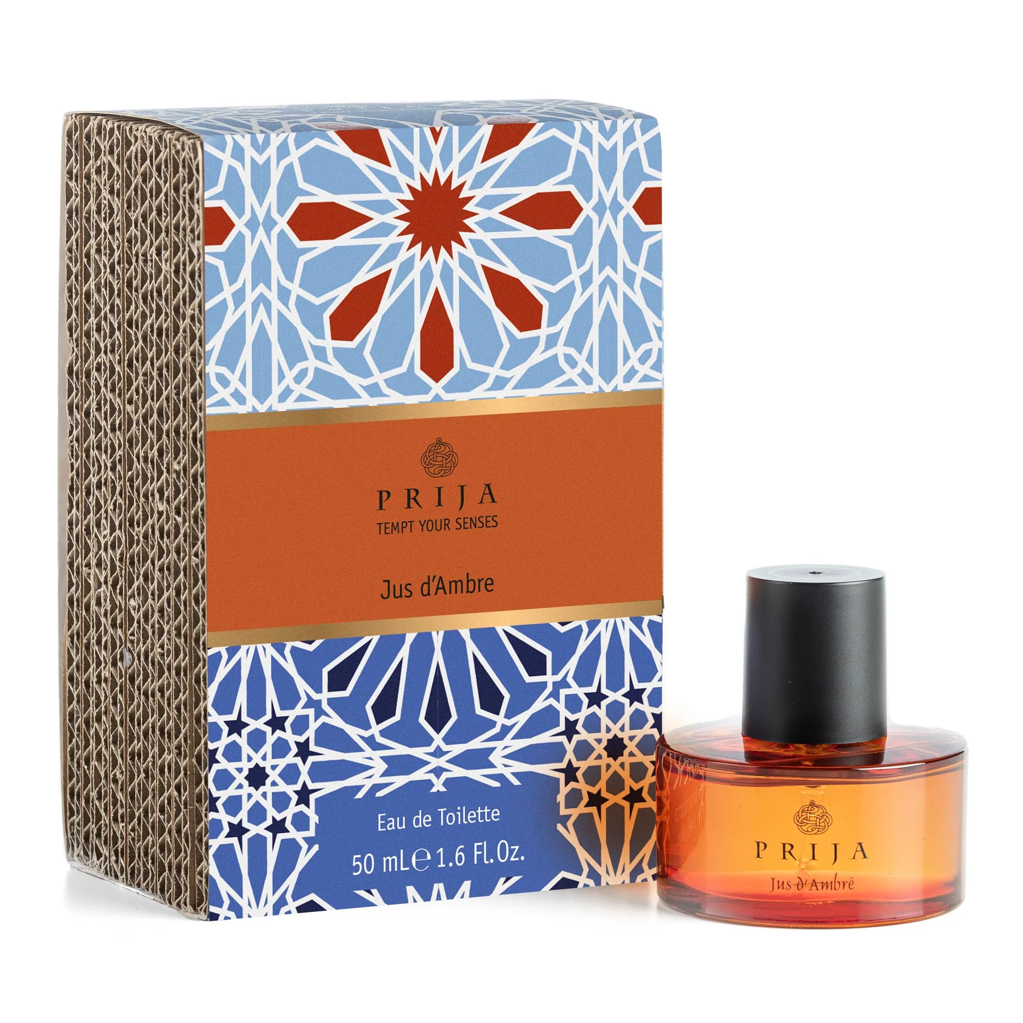 Prija Jus d'Ambre Eau de Toilette with Fresh Citrus Notes and Spice Nutmeg, Unisex Luxurious Fragrance Indulges your Senses with Energy and Strenght, 50 ml