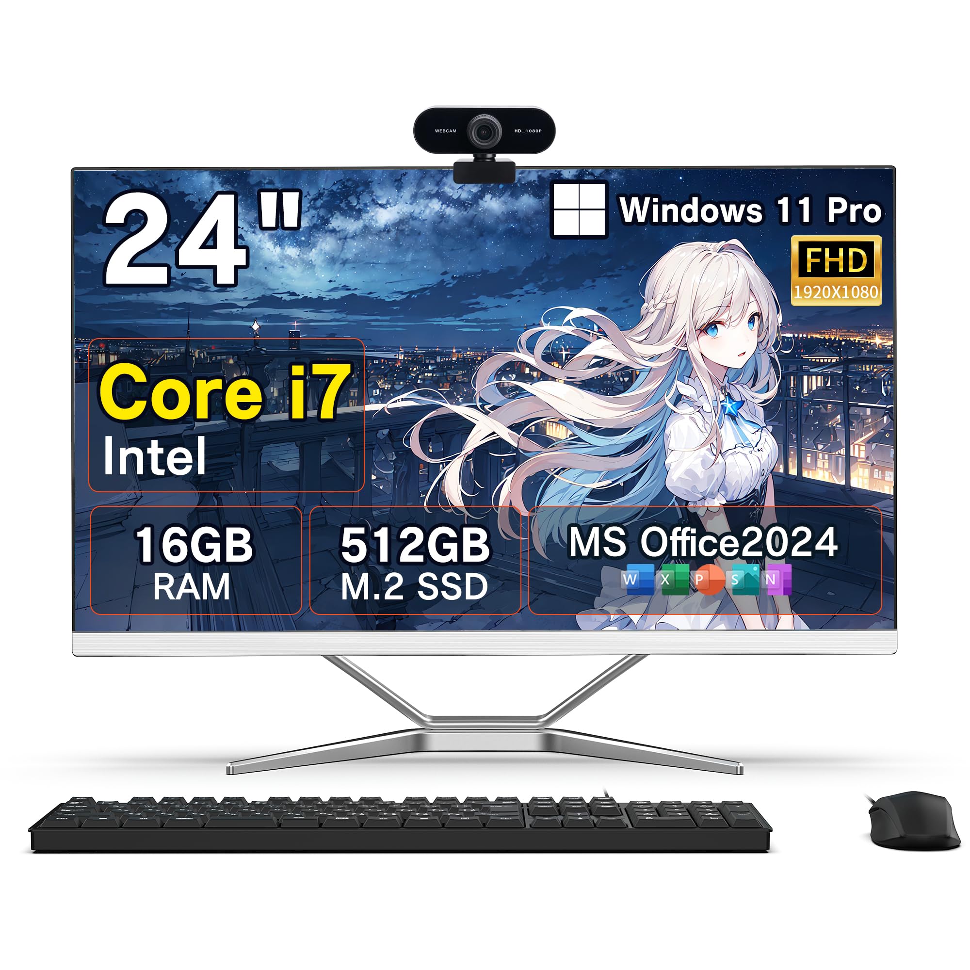 24インチ一体型PC Windows11 Core-i7 大容量SSD リモコン Amazon.co.jp: 【2026新登場】Wingame 一体型PC 24インチ デスクトップ