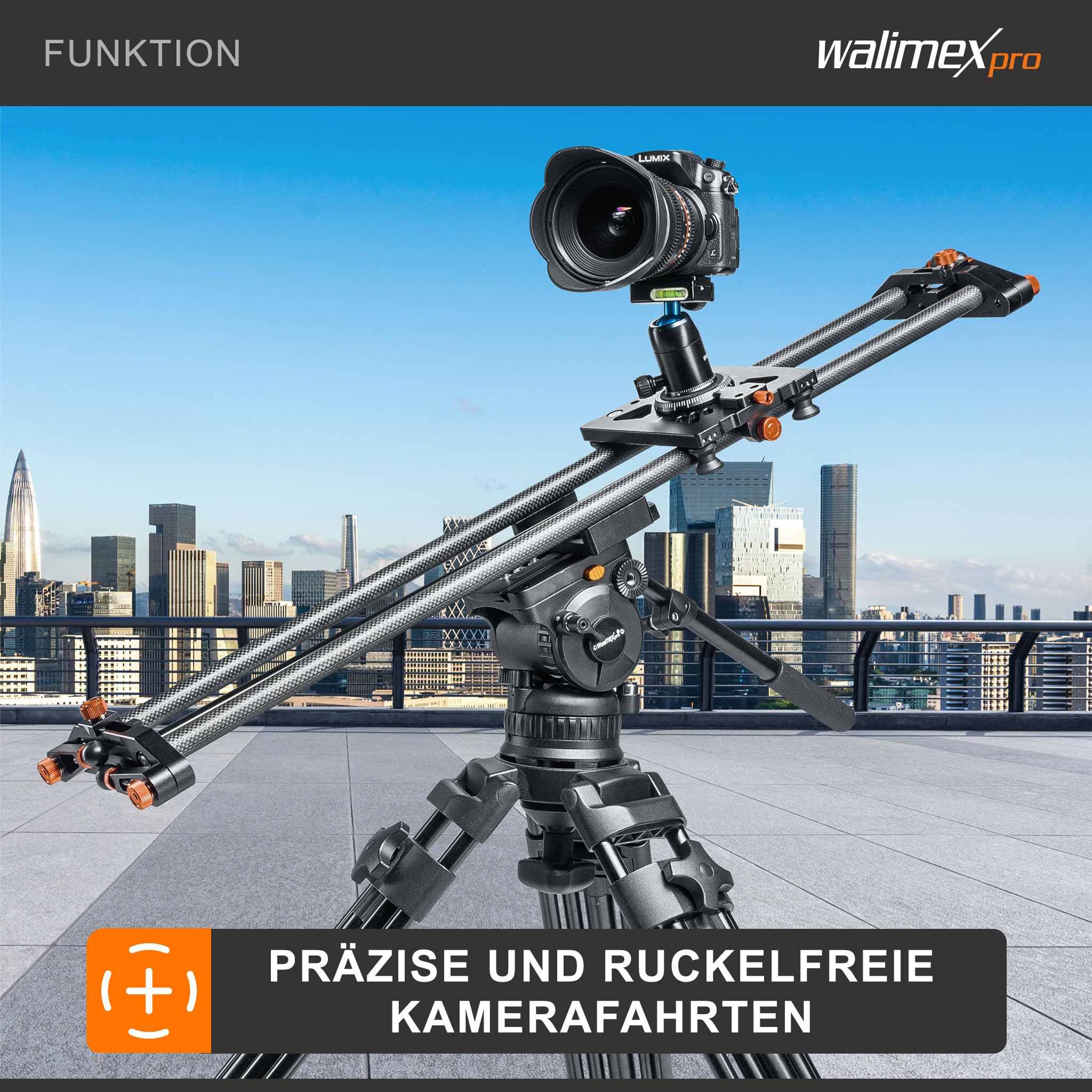 Walimex pro Carbon Follow Focus Parallax Slider 12 schwarz/orange 21640