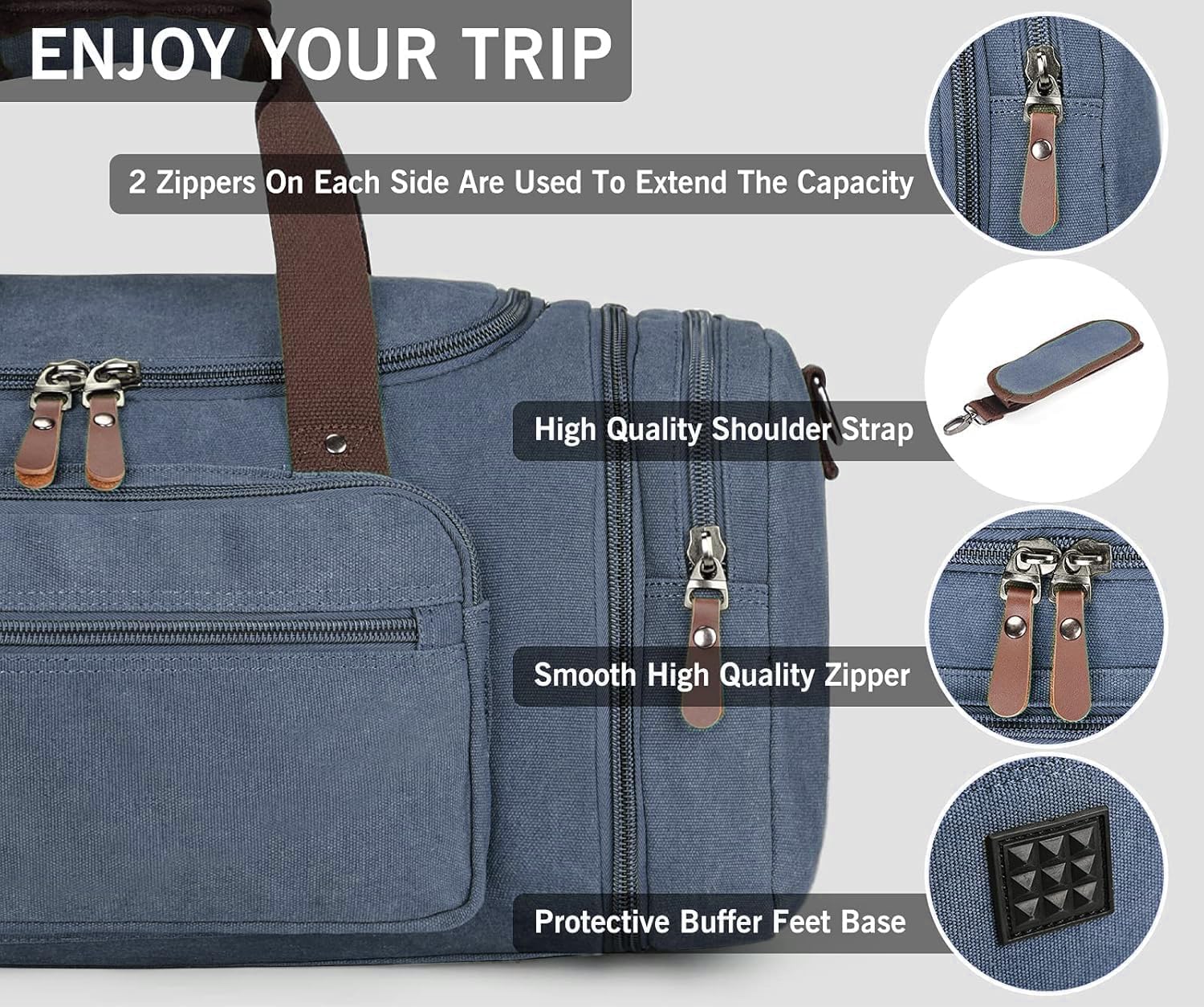 Sechunk Duffle Bag Canvas Large Outdoor Shoulder Bag Overnight Handbag Travel Tote Luggage Weekender Bag