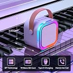 Mini Machine à karaoké pour enfants, Portable BT Président avec 2 Microphones sans fil LED Jouet Cadeau d'anniversaire pour les garçons et les filles 4,5,6,7,8,9,10,11,12+ Années (Purple)