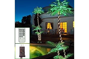 7FT Lighted Artificial Palm Tree with Three Trunks and 260 LED Lights
