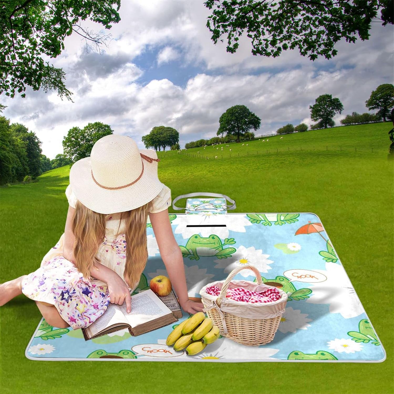 レジャーシート レジャーマット 厚手 アルミ 折り畳み 防水 コンパクト 大判 蛙 かえる 蓮 花見 キャンプ 軽量 ピクニックマッ