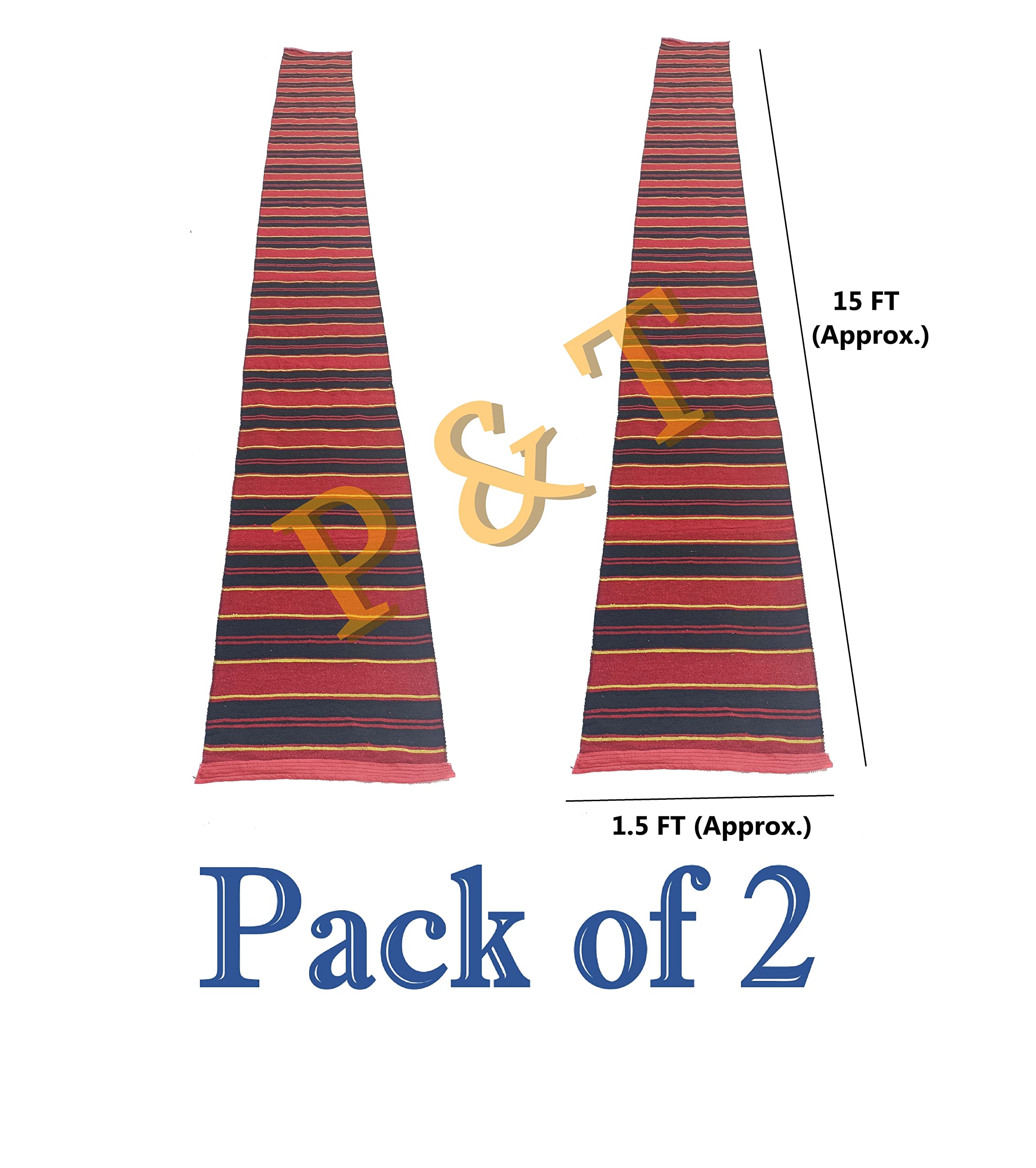 P&T Red & Blue Color Washable Dari Patti, Reversible Dari, Yoga Mat, Dinning Patti (1.5 x 15 FT) (Pack of 2) (B0BTBZ19X6) Amazon Price History, Amazon Price Tracker