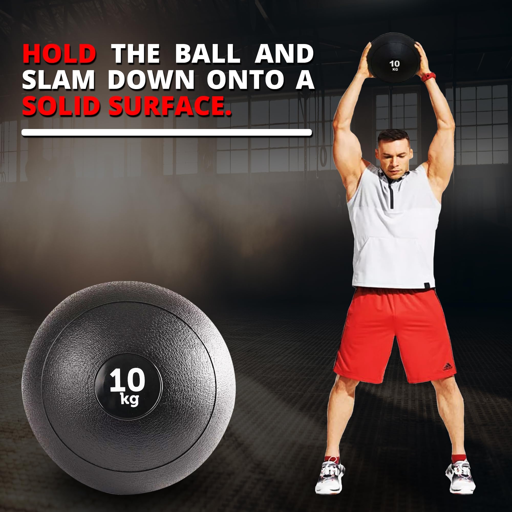 Maxstrength Slam Ball Allenamento MMA Fitness Home sollevamento pesi Allenamento No Bounce 12 kg, 10 kg (10 kg)
