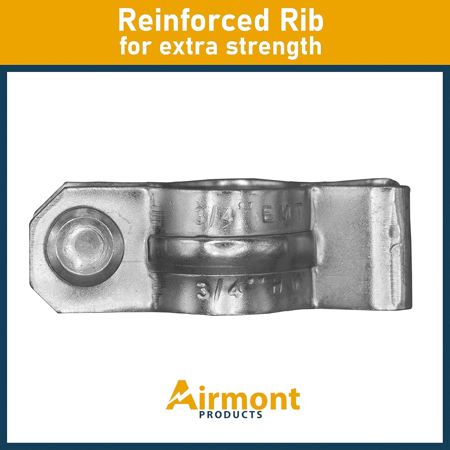 (50 Pack) Airmont Products AP-10602, EMT or Rigid Conduit Hanger, 3/4 Inch Trade Size, Galvanized Steel, Safely Secure Conduits to any Surface, Zinc Plated Metal, Nuts and Bolts Included