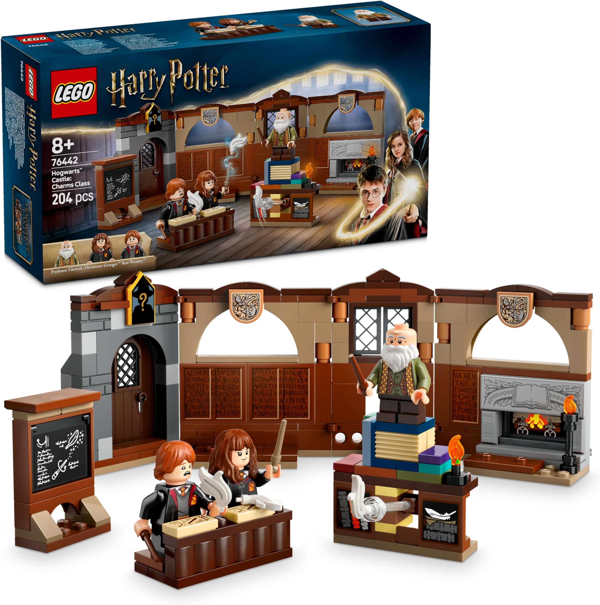 Harry Potter Hogwarts Castle: Charms Class Set with 3 Minifugures incl. Hermione Granger & Ron Weasley, Features Wingardium Leviosa Levitation Function, Toy for 8+ Year Old Boys & Girls 76442