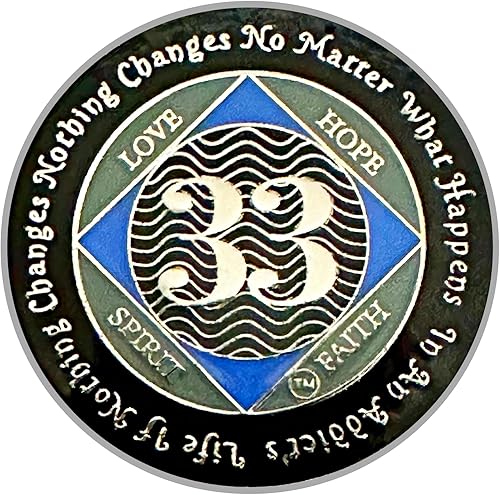 Miniatura 10 de (Años 1-55) NA Medallón de 36 años, plata, chapado en color azul, narcóticos cubiertos de epoxi Moneda anónima (NA 36 años medallón)