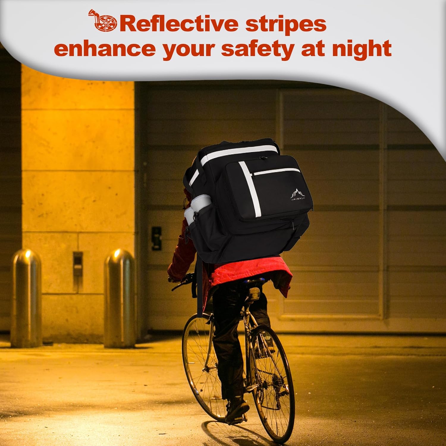 Food Delivery Backpack, Insulated Food Delivery Bags for Takeout Bike, Large Pizza Takeout Bag for HOT/COLD with 4 Pockets Reflective Perfect for Uber Eats, Camping & Beach - Image 6