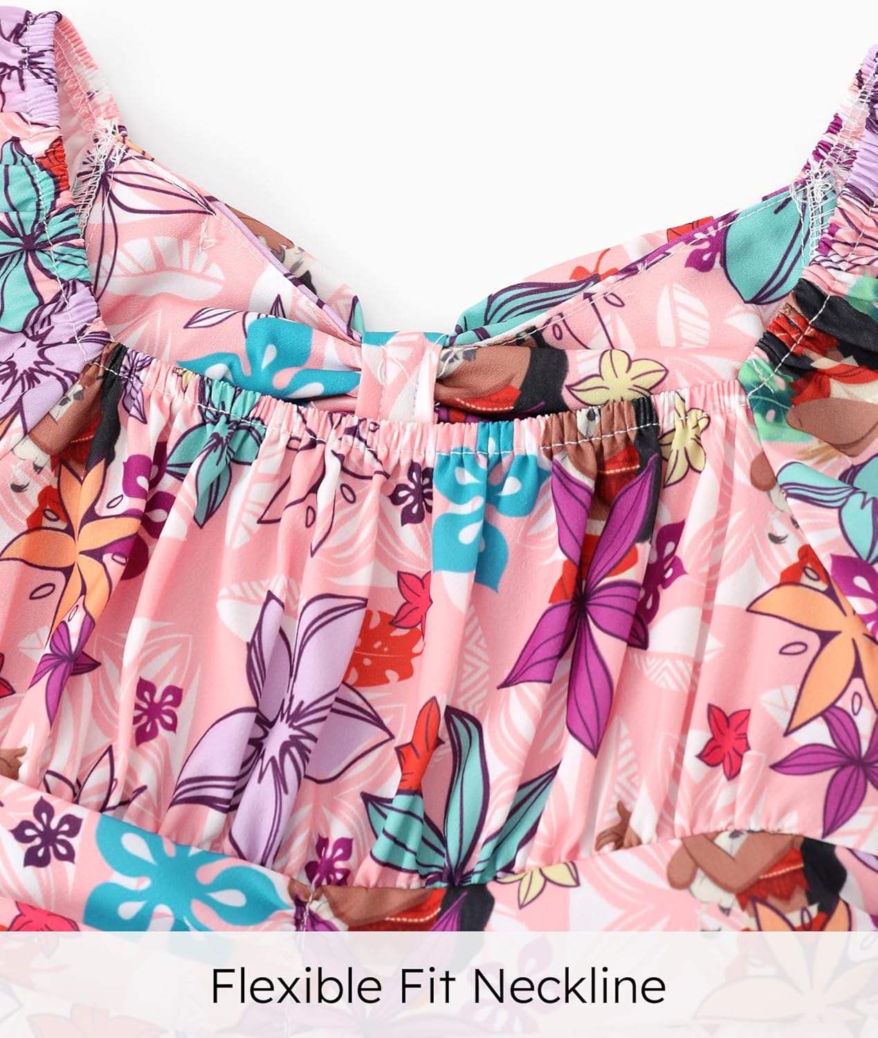 Disney Stitch Minnie Frozen Elsa Princess Girls Backless Dress Off Shoulder/Short Sleeve Cinched Waist Kids Clothes Ages 2-13 - Image 4