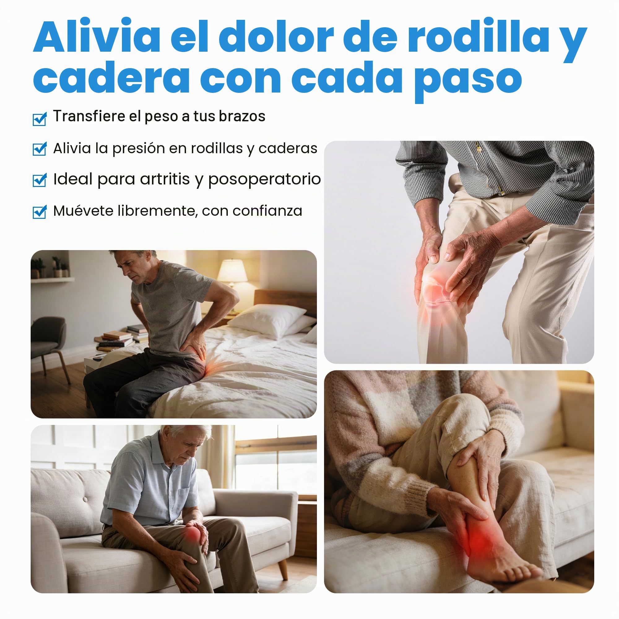 Bastón profesional de asistencia para escalar para personas mayores con dolor de rodillas, muletas ajustables para escaleras con personalización de ancho y altura, adecuado para la mayoría