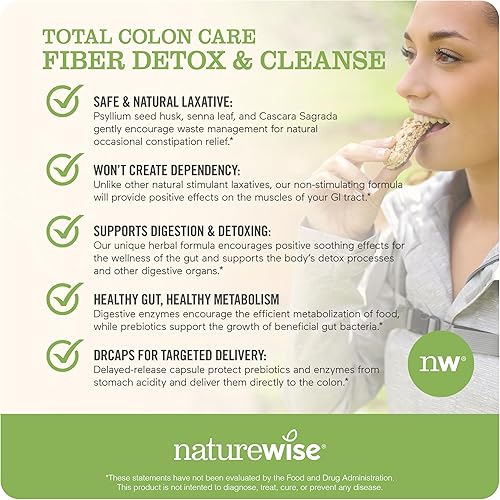 Miniatura 4 de NatureWise Total Colon Care Fiber Cleanse y Omega 3 cápsulas de aceite de pescado 60 unidades cada una