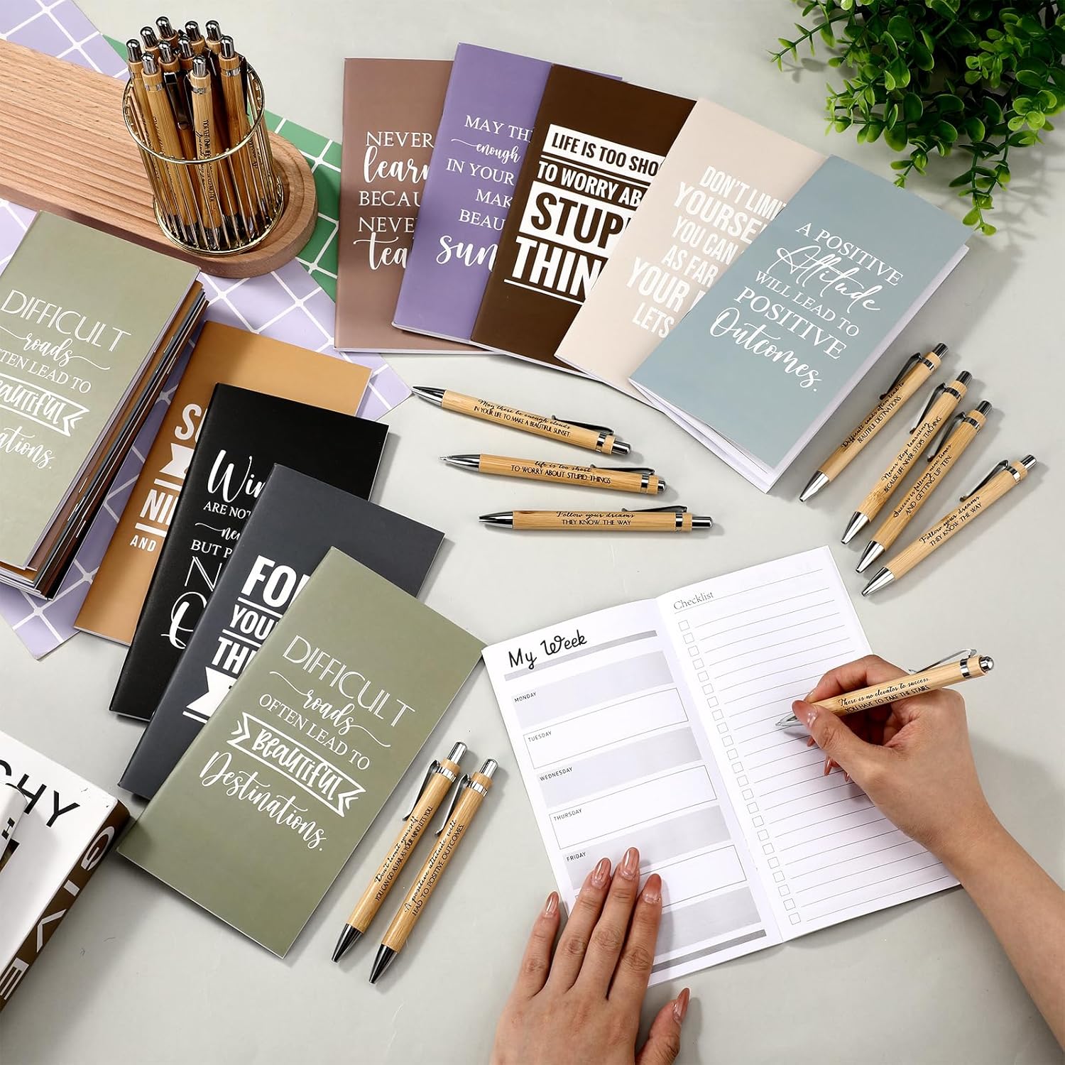 Spakon 20 Set Teacher Appreciation Gifts Bulk Small Planners 2026-2027 Pocket Weekly Planner with Pen Mini Daily Journal to Do List Notepad for Nurse Student Volunteer Employee Coworker (Neutral Color)