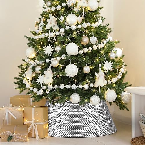 Miniatura 7 de Keten Collar de árbol de Navidad de 28 pulgadas, base de metal para árbol de Navidad, protección contra mascotas, perfecto para árboles reales o