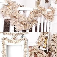 Vista 4 de Paquete de 2 guirnaldas de 6 pies para decoración de Acción de Gracias, guirnaldas de hojas de arce, guirnaldas artificiales de follaje otoñal