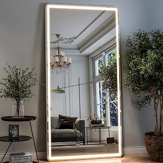 GLSLAND 34x76 inch Full Length Mirror with Lights, LED Full Body Mirrors