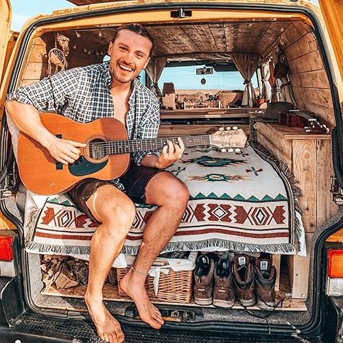 Miniatura 2 de Manta azteca nativa americana manta bohemia tribal del suroeste acogedor sofá cama viaje a la playa 50 x 70 pulgadas