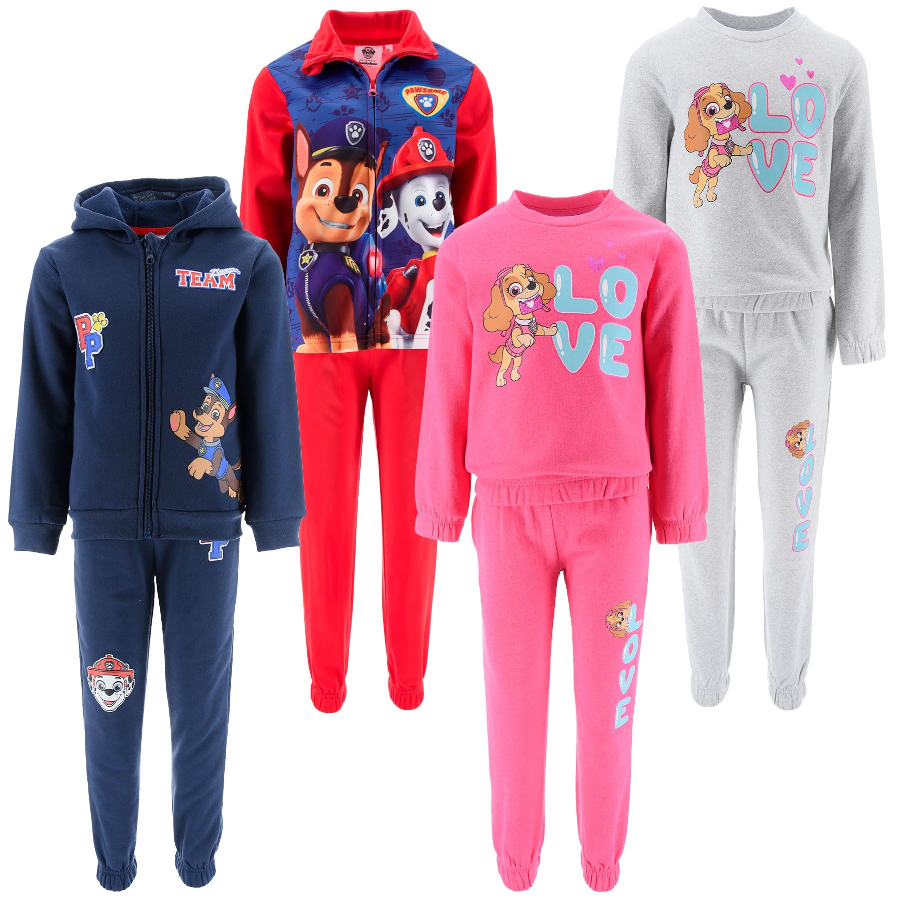 Paw Patrol - Combinaison de sport en peluche Jogging Gymnastique Cordinata Sweat-shirt Full Print et pantalon - Bébé fille