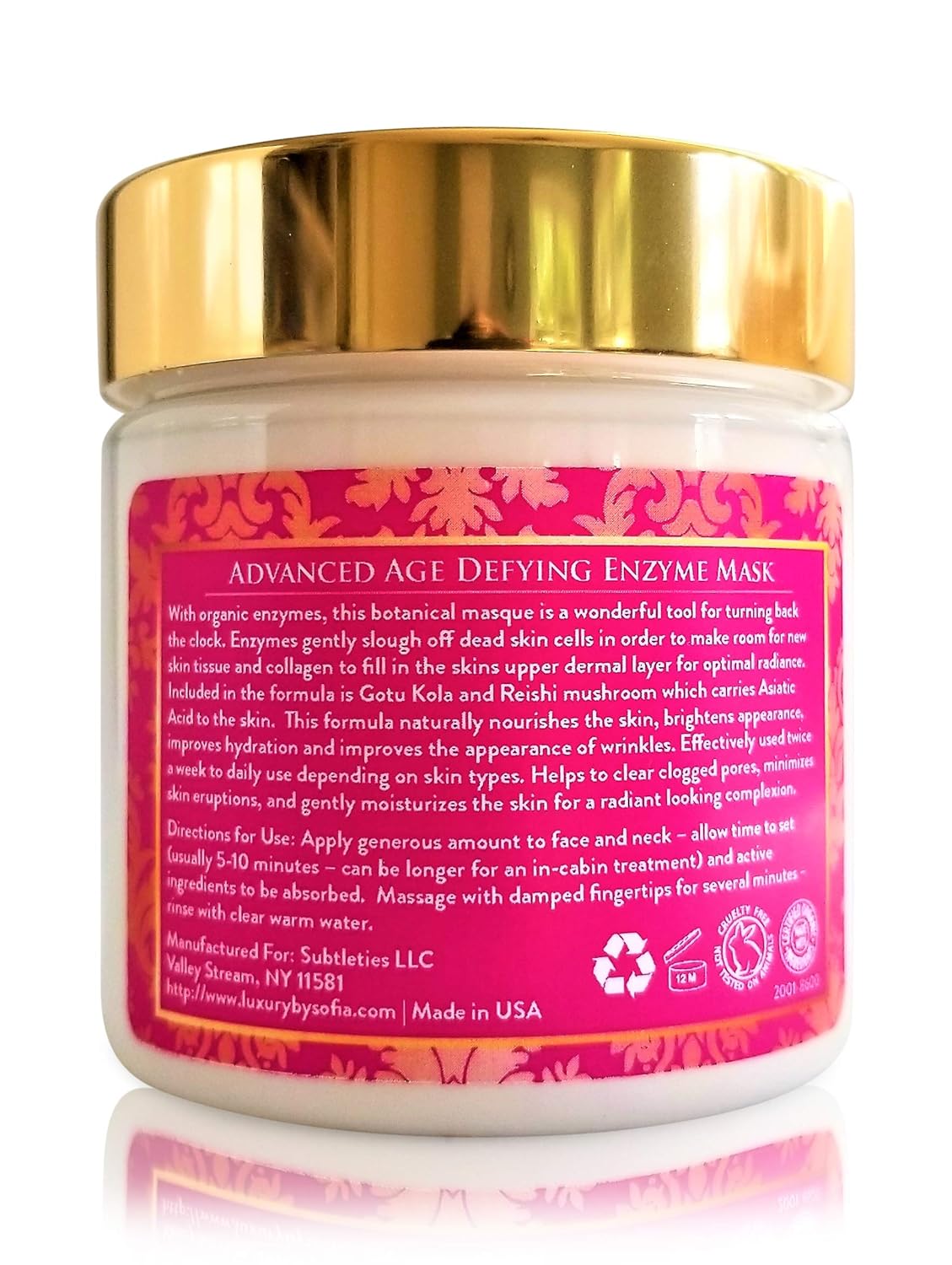 Luxury by Sofia Advanced Age Defying Organic Enzyme Mask | Exfoliate & Nourish Your Skin | Unclogs Pores, Brightens Complexion | Reduce Apearance of Wrinkles | Hydrates & Moisturizes | Boost Collagen