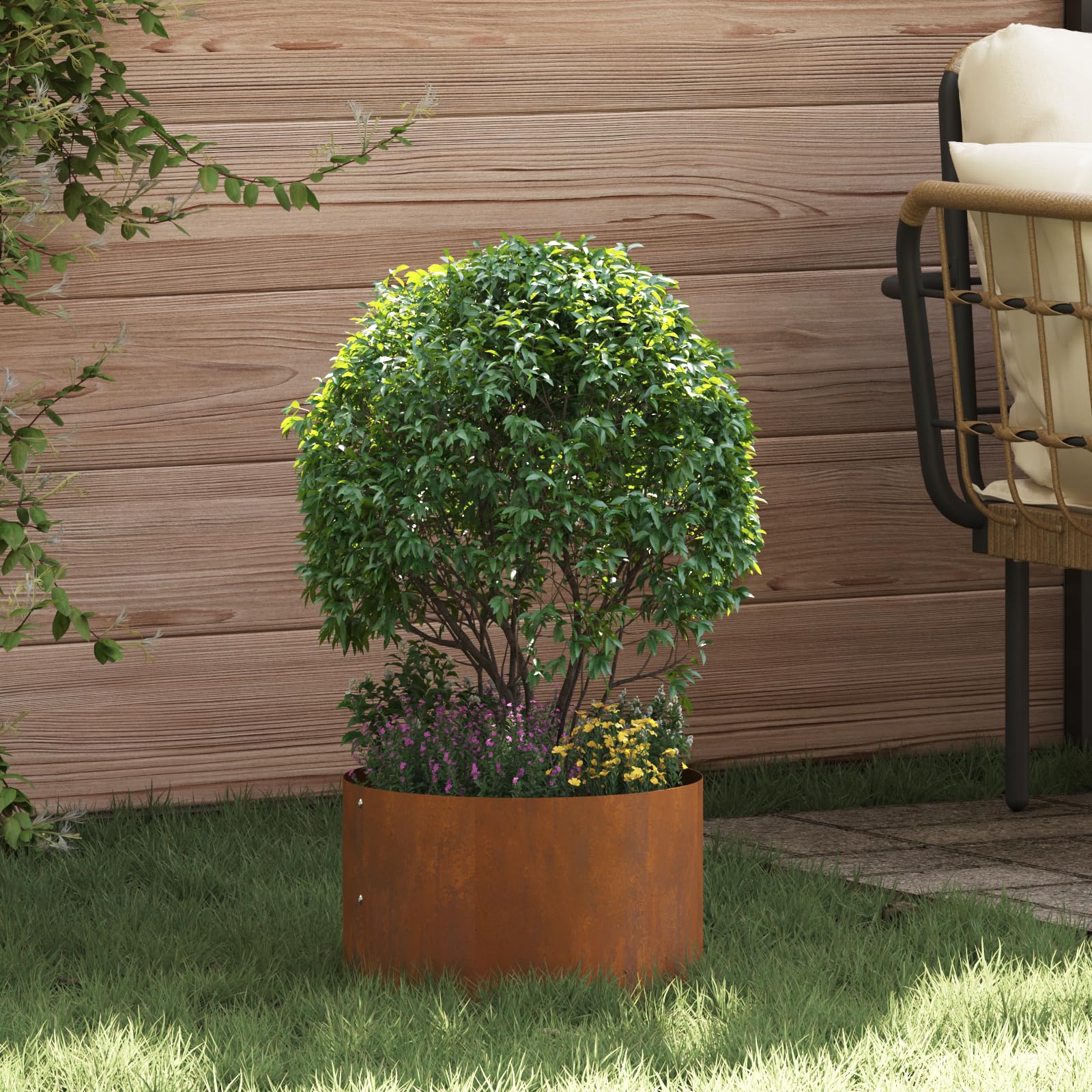 Pots de fleurs cylindriques en acier Corten de qualite superieure durable