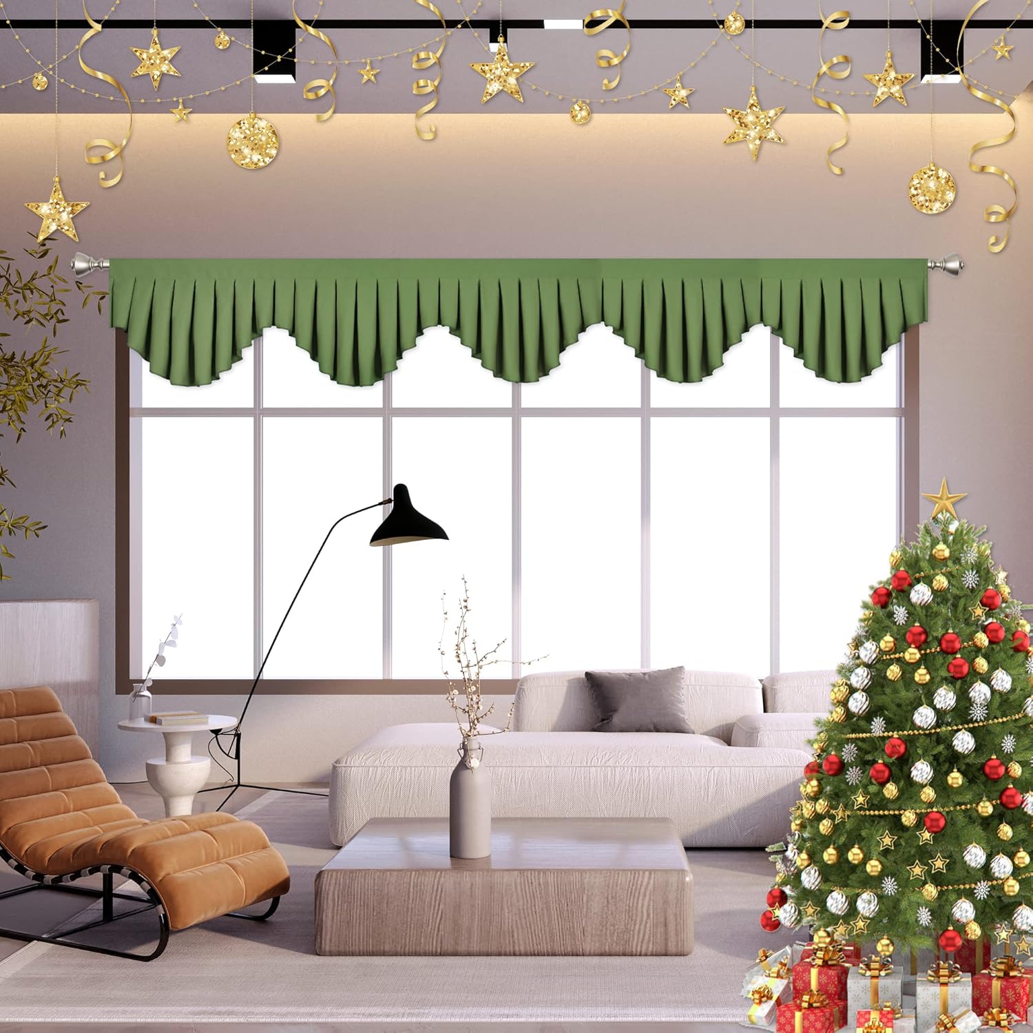 OYRING Energy Efficient Rod Pocket Curtain Valance Blackout